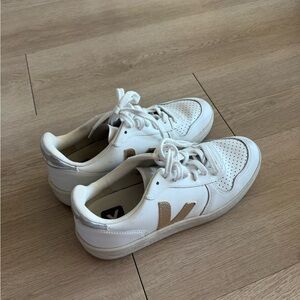 Veja White Sneakers with Beige Details